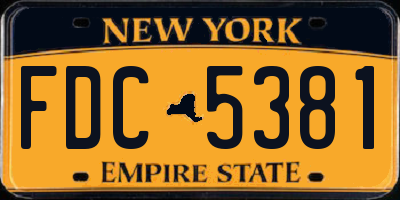 NY license plate FDC5381