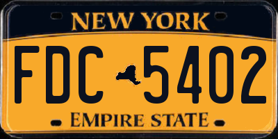 NY license plate FDC5402