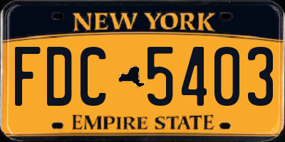 NY license plate FDC5403