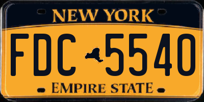 NY license plate FDC5540