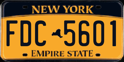 NY license plate FDC5601