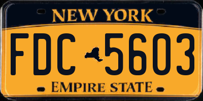 NY license plate FDC5603