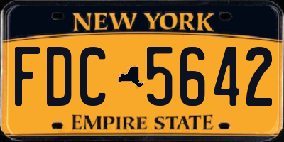 NY license plate FDC5642