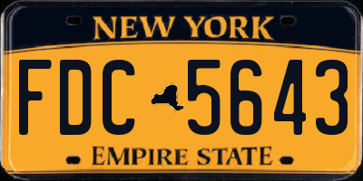 NY license plate FDC5643