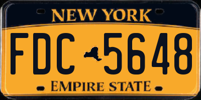 NY license plate FDC5648