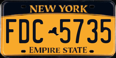 NY license plate FDC5735