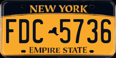NY license plate FDC5736