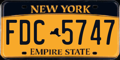 NY license plate FDC5747