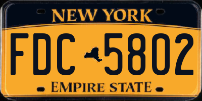 NY license plate FDC5802