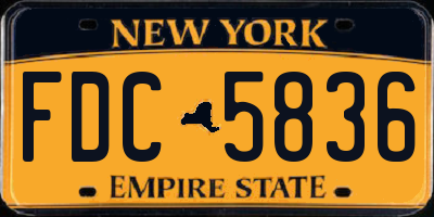 NY license plate FDC5836