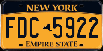 NY license plate FDC5922