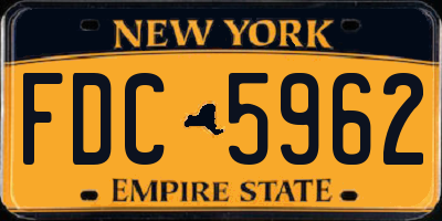 NY license plate FDC5962