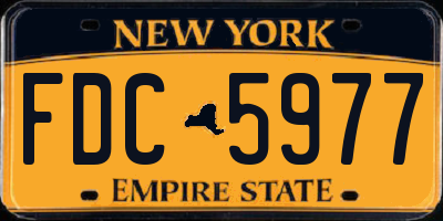 NY license plate FDC5977