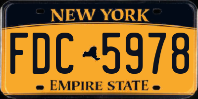 NY license plate FDC5978