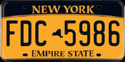 NY license plate FDC5986