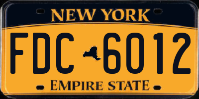 NY license plate FDC6012