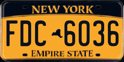 NY license plate FDC6036