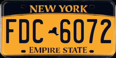 NY license plate FDC6072