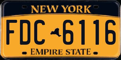 NY license plate FDC6116