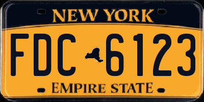 NY license plate FDC6123