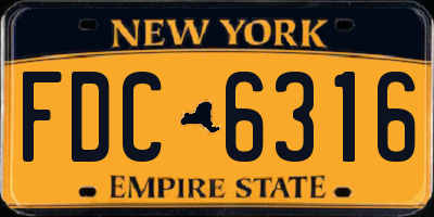 NY license plate FDC6316