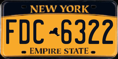 NY license plate FDC6322