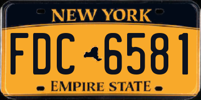 NY license plate FDC6581