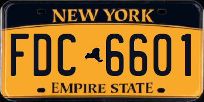 NY license plate FDC6601