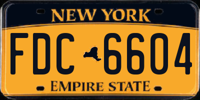 NY license plate FDC6604