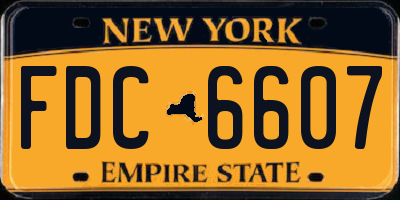 NY license plate FDC6607