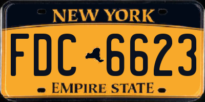 NY license plate FDC6623