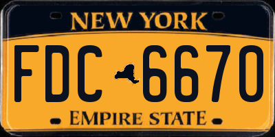 NY license plate FDC6670