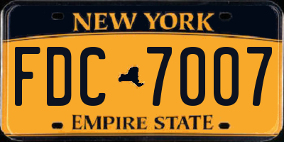 NY license plate FDC7007