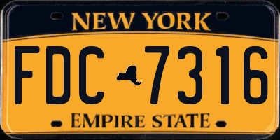 NY license plate FDC7316