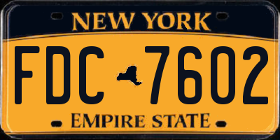 NY license plate FDC7602