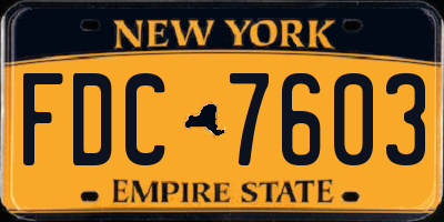 NY license plate FDC7603