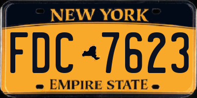 NY license plate FDC7623