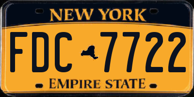 NY license plate FDC7722