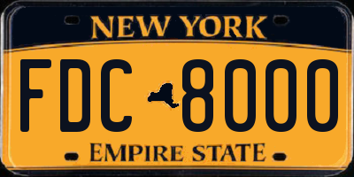 NY license plate FDC8000