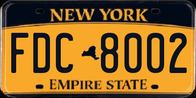 NY license plate FDC8002