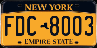 NY license plate FDC8003