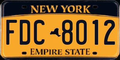 NY license plate FDC8012