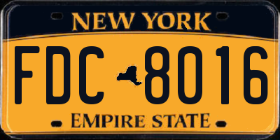 NY license plate FDC8016