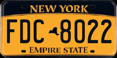 NY license plate FDC8022