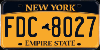 NY license plate FDC8027