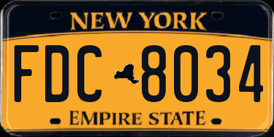 NY license plate FDC8034