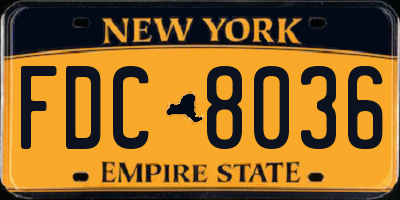 NY license plate FDC8036
