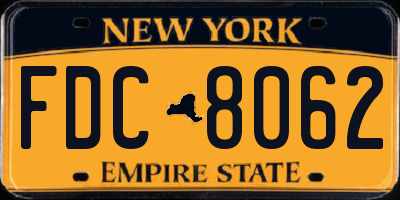 NY license plate FDC8062