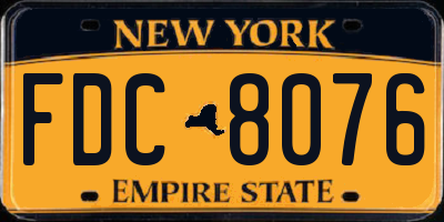 NY license plate FDC8076