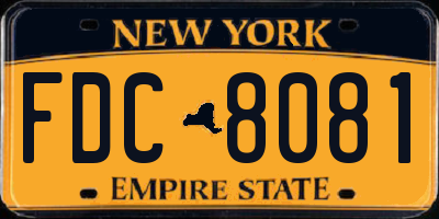 NY license plate FDC8081